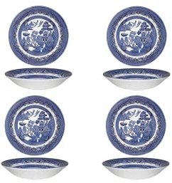 Churchill Blue Willow Coupe Bowl 8, Set Of 4, Made In England
