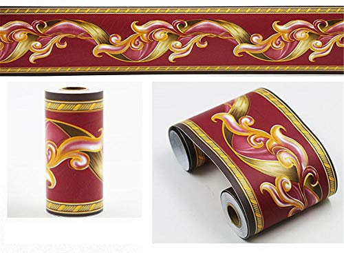 GouieRylin Greche Adesivo Per Pareti Bordo Decorazione Autoadesiva Rimovibile Per Cucina Bagno Piastrelle Adesivo Per Pareti Autoadesiva Vite rossa d'annata 10cm X 900cm