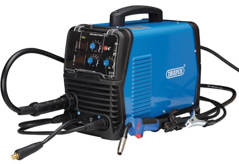 Draper 70046 Gas-/Gasloser MIG Inverter Multischweißgerät, 200 A, blau, Einheitsgröße