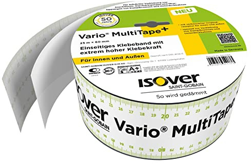 ISOVER 560083 Vario MultiTape + einseitiges, multifunktionales Klebeband für Innen und Außen, weiß, 25m x 60mm