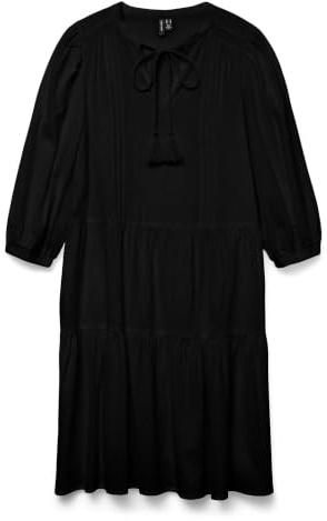 Vero Moda Women's VMPRETTY 3/4 Túnica Noos - Vestido para Mujer (Talla XL), Color Negro, Negro, XL