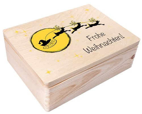 Creative Deco Weihnachtsgeschenke Personalisiert Holzkiste - Santa Schlitten | Wunschtext Weihnachten Geschenke | Dein Eigener Wünsche Text Individuelle Geschenk | Weihnachtsdeko | Für Frauen, Männer