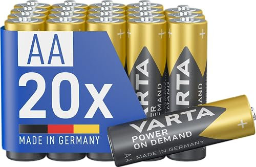 VARTA Batterien AA, 20 Stück, Power on Demand, Alkaline, 1,5V, Vorratspack, smart, flexibel, leistungsstark, ideal für Computerzubehör, Smart Home Geräte, Made in Germany