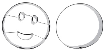 patisse 13982 - Juego de 2 cortadores redondos o cortadores de galletas – círculo único y círculo con sonrisa – acero inoxidable – en tarjeta – Ø 6 cm