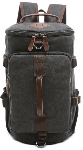 DORRISO Zaino Uomo per Laptop 15.0 Pollici - Grande Capacità per Viaggio, College, Outdoor, Alpinismo, Campeggio - Tela Backpack Nero