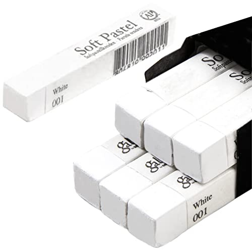 6pcs Square White Soft Pastel Set Professional Artist's Sketching Chalk Pastels Sticks Oil Painting Kit Art Crayons Non Toxic Individual Color Drawing Soft Pastels for Kids Student,Artist,Beginner