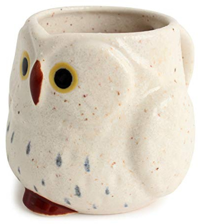 Mino ware Japanese Pottery Mug Cup Owl Shape made in Japan (Japan Import) CPM105 (Chiffon White)