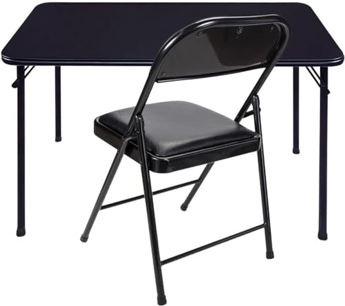 KAIHAOWIN Fällbart bordsstolsset, svart vinyl hopfällbar bordsstol, ingen montering krävs lätt hopfällbar bordsstol set för daglig användning inomhus/utomhus/camping