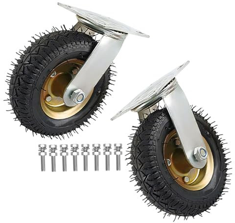 Bockrolle Durchmesser 150/200/250 Mm, 2er SET Transportrollen Leise 300Kg Gesamtkapazität Schwerlastrollen Mit Kugellager Stoßdämpfung, Transportwagen Luftreifen Gummi Lenkrolle