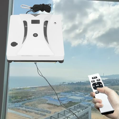 DESHVA Robot de Nettoyage de vitres électrique, aspirateur de vitres sans Fil, avec Protection Contre Les pannes de Courant et Corde de sécurité, Aspiration de 2800 Pa