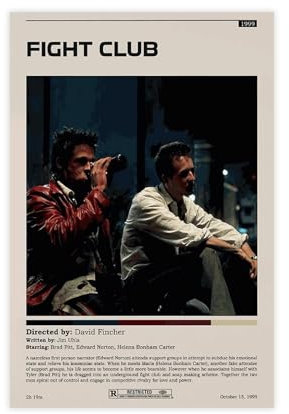 AmAzwi Fight Club Filmposter 19 Leinwand Poster Schlafzimmer Dekor Sport Landschaft Büro Zimmer Dekor Geschenk Unrahmen: 40 x 60 cm
