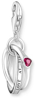 THOMAS SABO Charm-Anhänger Together-Ring mit rotem Stein Silber 925 Sterlingsilber, Geschwärzt