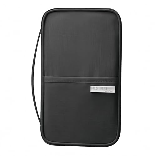 HUAZEXINX Reisepasshülle Reisebrieftasche, Familienreise Dokumentenhalter Organizer Wasserdicht für Damen Herren für Karten, Bordkarte, Tickets, Schwarz-X, 8.9*5.5*1.1in, Reisepasshülle