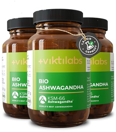 Bio Ashwagandha Kapseln - 500 mg Bio Ashwagandha-Extrakt - Premium Qualität | Reiner Wurzelextrakt KSM-66® - 25 mg Withanolide pro Kapsel - vegetarisch - 1 Kapsel pro Tag - 90 Kapseln - ohne Zusatzstoffe