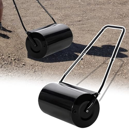 Oracra Rasenwalze Push/Schlepptau Hinter Lawn Rollers Werbespot, Wasser/Sand -gefüllter Trommelwalzenwerkzeug Zum Abflachen von SOD, Easy-Turn-Stahlrolltrommel für Farm, Garten