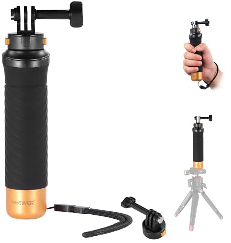 NEEWER Quick Release Floating Hand Grip for Action Camera, Underwater Handle Mount with Detachable Camera Mount Adapter Wrist Strap, Compatible with GoPro Hero 13 12 11 10 9 DJI Osmo AKASO, GP23