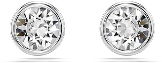 Swarovski Imber örhängen, rund skuren, vit, Rhodium pläterad