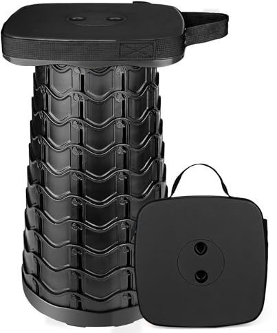 Outward Gear 2024 uppgraderad hopfällbar pall kraftig 250 kg lastkapacitet hopfällbar bärbar robust teleskoppall för camping resor vandring (svart)