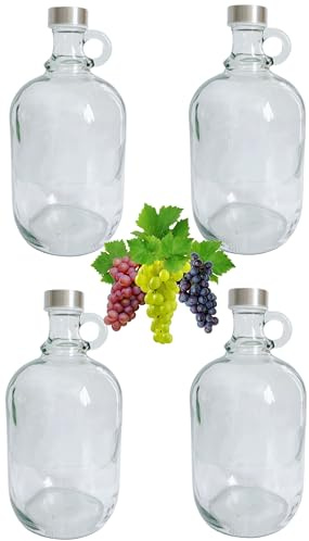lilawelt24 4x 1,5L Flasche mit Schraubverschlüss Weinballon Glasballon Weinflasche| Likörflasche |Essig-Öl Flaschen | Schnapsflasche |Karaffe | Leere Glasflasche Zum Befüllen| Weinballon