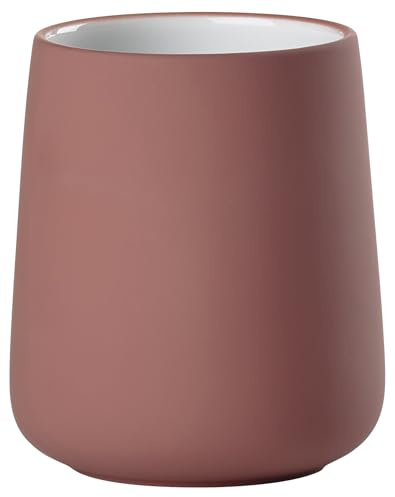 Zone Denmark Nova Toothbrush Tumbler, Ceramic Bathroom Cup, Toothbrush Holder for Toothpaste and Accessories, Soft Touch Surface, Ø 8 cm H 10 cm, Peach Red