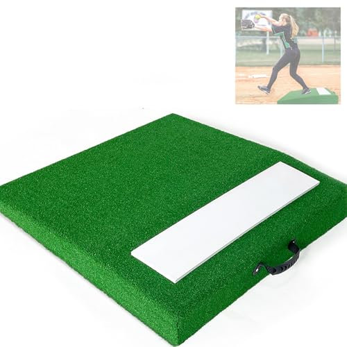 Portable Pitching Mounds 76 * 76 * 10cm Baseball Pitchers Mound With Rubber Fade proof Lawn and Handle Baseball Pitching Training for Youth Indoor Outdoor Baseball Pitching Traini
