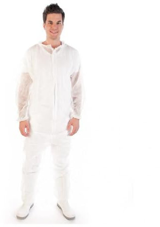 FRANZ MENSCH 50 Stück Hygonorm Overalls Light | PP, weiß, XXXL, L: 180cm, Umfang: 150cm, Karton, Einweg Overall, Hygienebekleidung, Schutzanzug