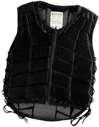Harilla Gilet d'équitation réglable avec Sangle, Gilet équestre Professionnel, équipement de Protection pour Enfants, garçons et Filles (Noir), XS