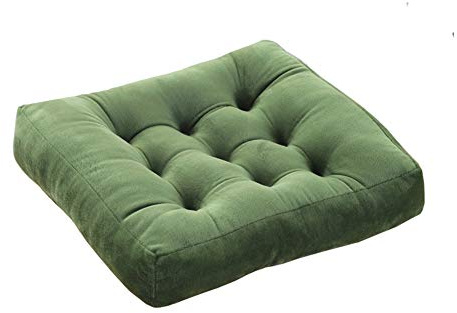 Coussin de sol carré de méditation – Coussin en peluche épaisse et douce pour yoga, assise confortable pour salle de classe, salon, balcon, lecture, genoux (vert, 43 x 43 cm)