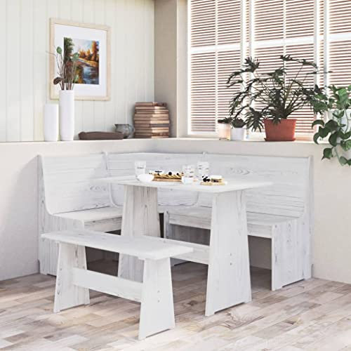 LLEZKBR Bänke, Küchen- und Essbänke, Eckbank, REINE 151 cm, Weiß, Massivholz, Kiefer