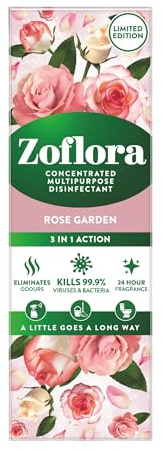 Zoflora Rose Garden Concentrated Disinfectant Liquid, Floral Scent, 1 x 250ml,Antibacterial & Multi-Surface Cleaner, Kills 99.9% of Bacteria & Viruses