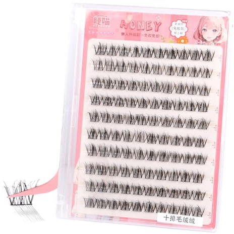 LALASTYLE 100pcs Self Adhesive Lash Clusters Eyelashes,Wispy Curl Pre-Glued Cluster Lashes,No Glue Needed Reusable Press On Lashes Kit Natural & Fluffy Easy to Apply