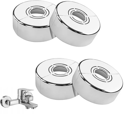 ANBOWEI Set of 4 Rosette Shower Fittings, Heating Pipe Cover, 3-in-1 Pipe Cover for Diameter 21/26/33 mm Radiator Pipes, Shower Fittings & Taps, Double Rosette with Split Design (70 x 25 mm)