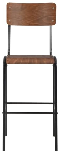 Gecheer Stackable Bar Chair Set - Black & Brown - Powder-Coated Steel & Solid Plywood - 41.5 x 59 x 116.5 cm - Dining Room/Kitchen Model280079