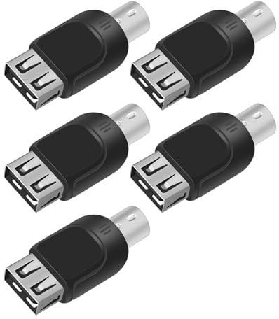 GELRHONR Adaptador USB A PS/2, 5 Unidades, USB A Hembra a PS/2 Macho, Convertidor para Ratón Y Teclado con Cable, Ordenador De Sobremesa, Portátil, Portátil, Color Negro