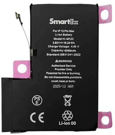 Smartex® Black Label Batterie Self-diagnosable Compatible avec iPhone 12 Pro Max - No Pop Up - Haute capacité 4240 mAh