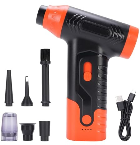 Leftwei Soffiatore Ad Aria Compressa, Potente Soffiatore Elettrico Senza Fili da 130000 Giri/Min con Aspirapolvere Integrato, per Computer, Tastiera, Esterni, Casa e Auto (ORANGE)