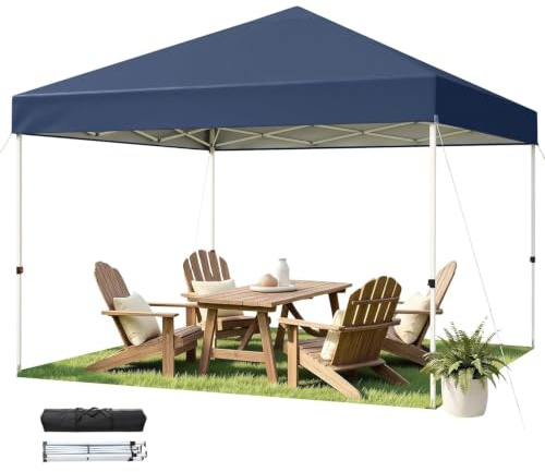 Hawthyhome Pavillon 3x3 Wasserdicht Stabil Winterfest, Faltpavillon 3x3 mit Tragetasche, Pop Up Pavillon UV Schutz 50+, Faltbar Höhenverstellbar Partyzelt Gartenpavillon Für Outdoor Camping, Blau