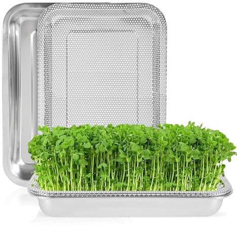 Generisch 1 Set Kresse Anzuchtschalen Edelstahl, Keimschale Mit Sieb, Sprossen Anzuchtset Hydroponische Sprouting Anzuchtschale