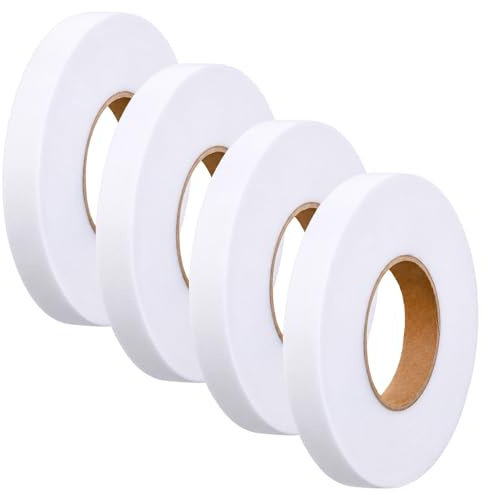 HJZHII 4 Rolle Saumband zum Aufbügeln Gardinenband Umnähband zum Bügeln | 15mm x 64m Klebeband Aufbügeln Bügelband Bügelsaumband für Reparieren von Stoff Vorhang Hosen Kleidung Jeans (Weiß)