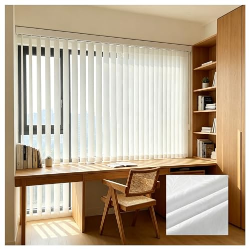 Anpassbar Lamellenvorhang Komplettset aus Stoff für Wohnzimmer Innen, Lichtfilterung Weiß Vertikaljalousie Lichtdurchlässig, Vertikalanlage Lamellenanlage 260 150 60 90 200 170 cm(140cmWx140cmH)