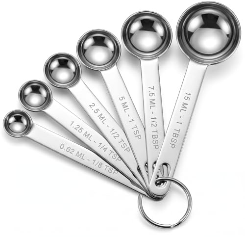 hautllaif 6 Pcs Measuring Spoons Set,Heavy Duty Stainless Steel Metal Measure Spoons,Tablespoon Teaspoon Scoop for Dry or Liquid Ingredients,Coffee Baking Cooking
