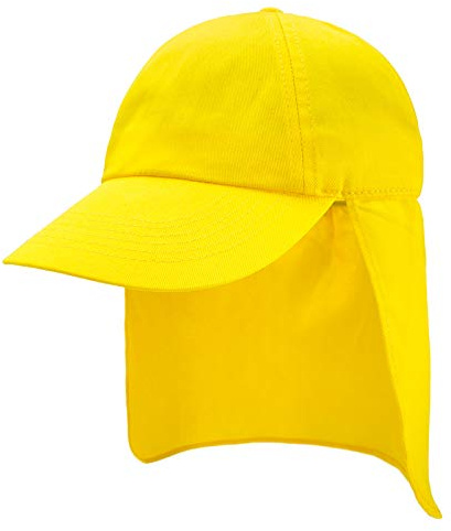 4sold Unisex skärmmössa med nackskydd, babymössa, småbarnsmössa, flicka, barn, mössa, UV-barn, GUL, one size