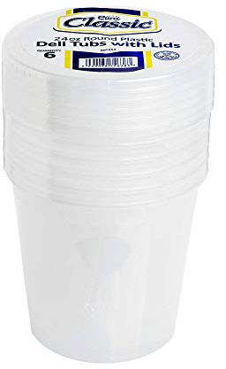 6 - Pack Round Plastic Food Containers with Leak-Proof Lid Covers – BPA-Free - Microwave, Fridge, and Freezer Safe – Recyclable, Washable, Meal Prep Storage Tubs - Capacity