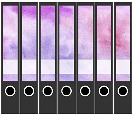 Ordneretiketten | 7 Aufkleber für schmale Akten-Ordner | Aquarell Look rosa | selbstklebende Design Akten-Etiketten | Deko Sticker für Rückenschilder Ordnerrücken | zum Beschreiben