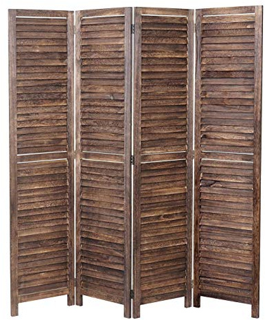 Mendler Paravent HWC-C30, Raumteiler, Shabby-Look, 170x160cm - braun | Trennwand, Sichtschutz, Vintage