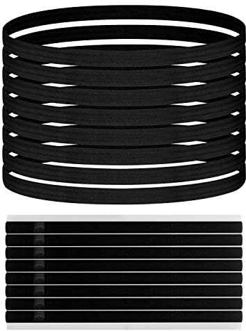 CZ Store Elastiskt Sport Huvudband – 20cm x 0,9cm ✮LIVSTIDSGARANTI✮ Mjukt Tyg, Halkfri Silikonring, Sträcker sig upp till 70cm - Hårslinga, Träningstillbehör för Män och Kvinnor - 8st