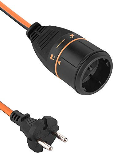 Electraline 01364 Cable Alargador eléctrico para jardín 20M 2x1.5 con Toma de corriente Electralock europea 2 pins equipado con un mecanismo de bloqueo que evita la desconexión accidental del enchufe