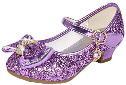 mama stadt Scarpe Principessa Bambina Scarpe Bimba Tacco Scarpe Glitterate Tacchi Ragazza Scarpe Cosplay Principessa con Paillettes Scarpe Eleganti Bambina per Cerimonia Festa