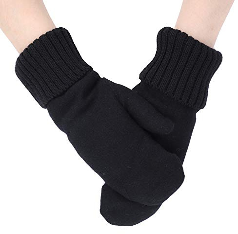 IBLUELOVER Moufle Femme Gants Hiver Chauds Gants Thermique en suède et Tricoté Laine Gants élégance Mignon Simple Moufle Couleur Pure Gloves Doublure Polaire Gants pour Voiture Ski Moto Vélo Noël