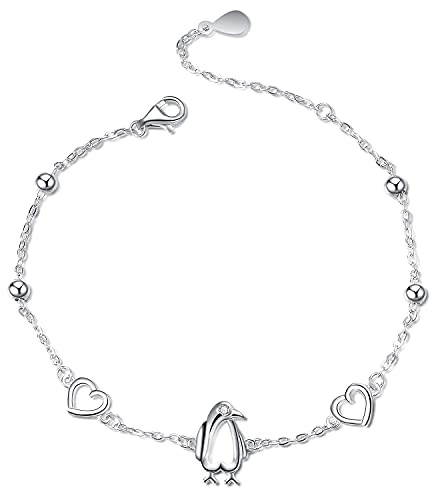 Sterling Silver Penguin Chain Bracelets Adjustable Bracelet Jewellery Gifts for Women Girls